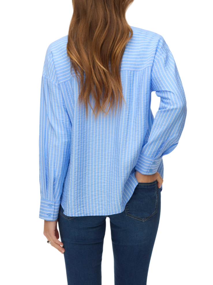 Vero Moda camicia donna in fantasia gessata celeste 10340687 VISTA BLUE-SANDRA VERO MODA 