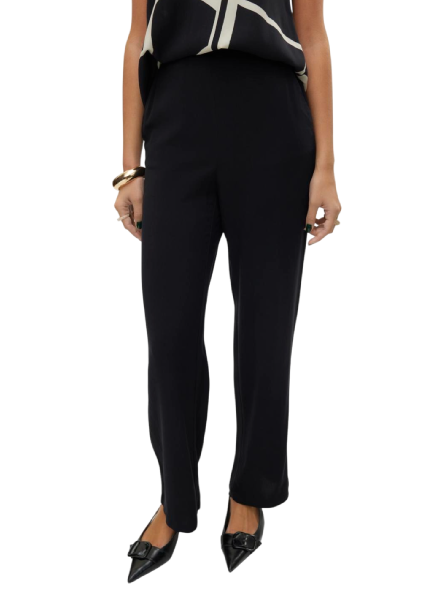 Vero Moda pantaloni in viscosa gamba dritta nero 10297357 BLACK VERO MODA 