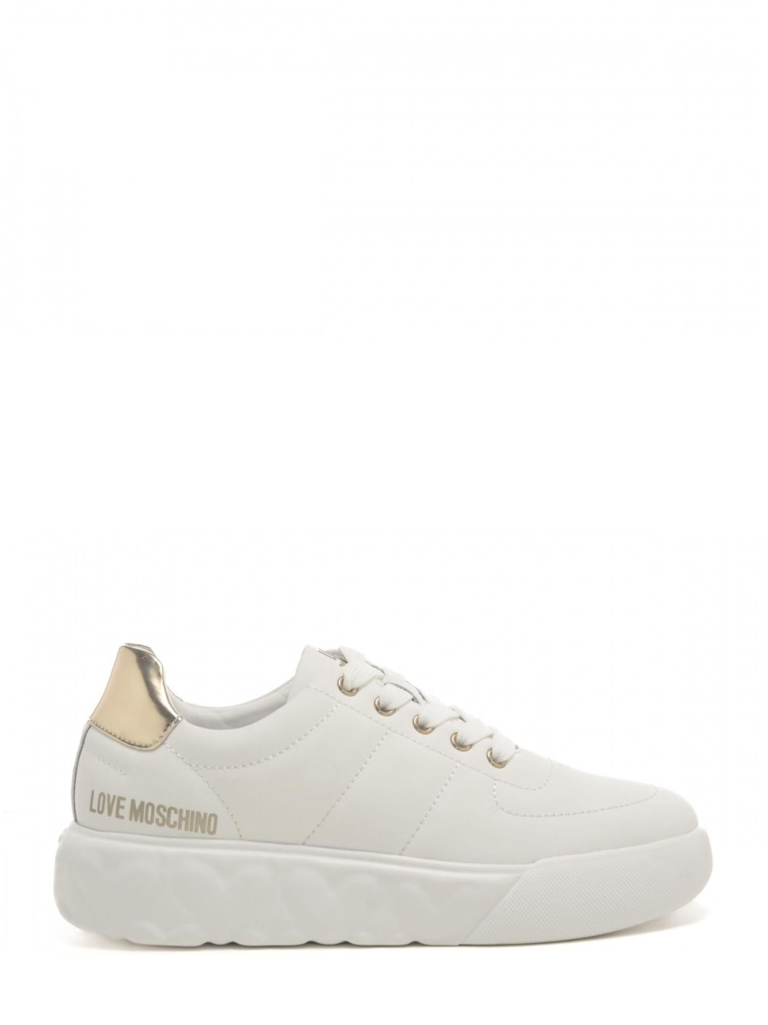 Moschino Love sneakers in nappa con logo bianco oro JA15044G1L-IE2 10A MOSCHINO LOVE 