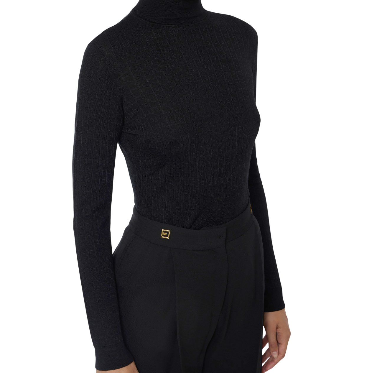 Elisabetta Franchi maglia dolcevita con logo jacquard nero MK23S56E2 110 ELISABETTA FRANCHI 