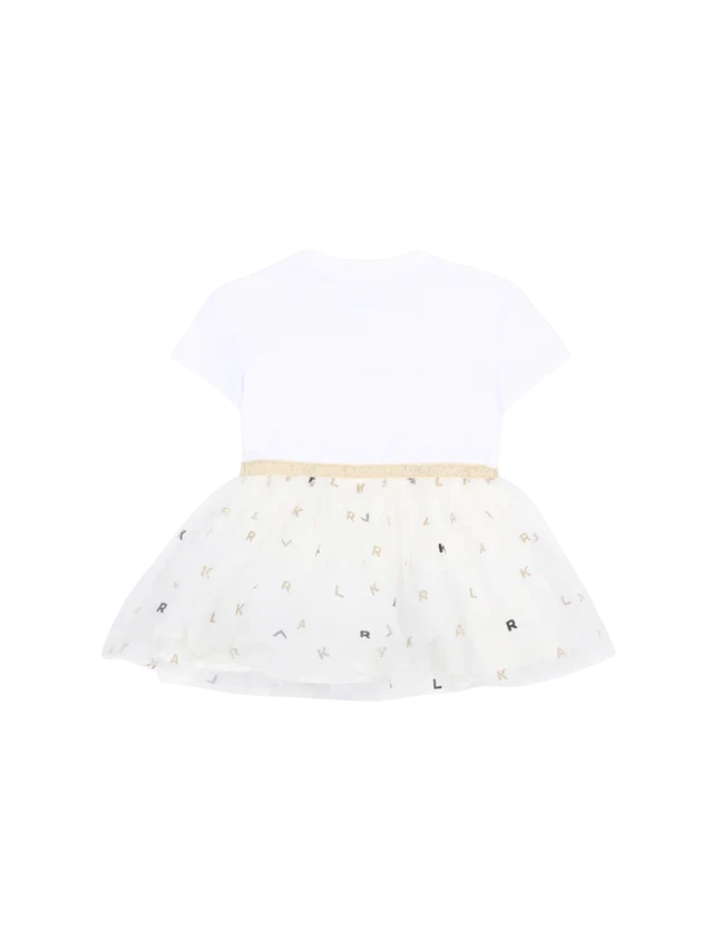 Karl Lagerfeld abito neonata con gonna in tulle bianco Z31043 BIANCO ECRU KARL LAGERFELD KIDS 