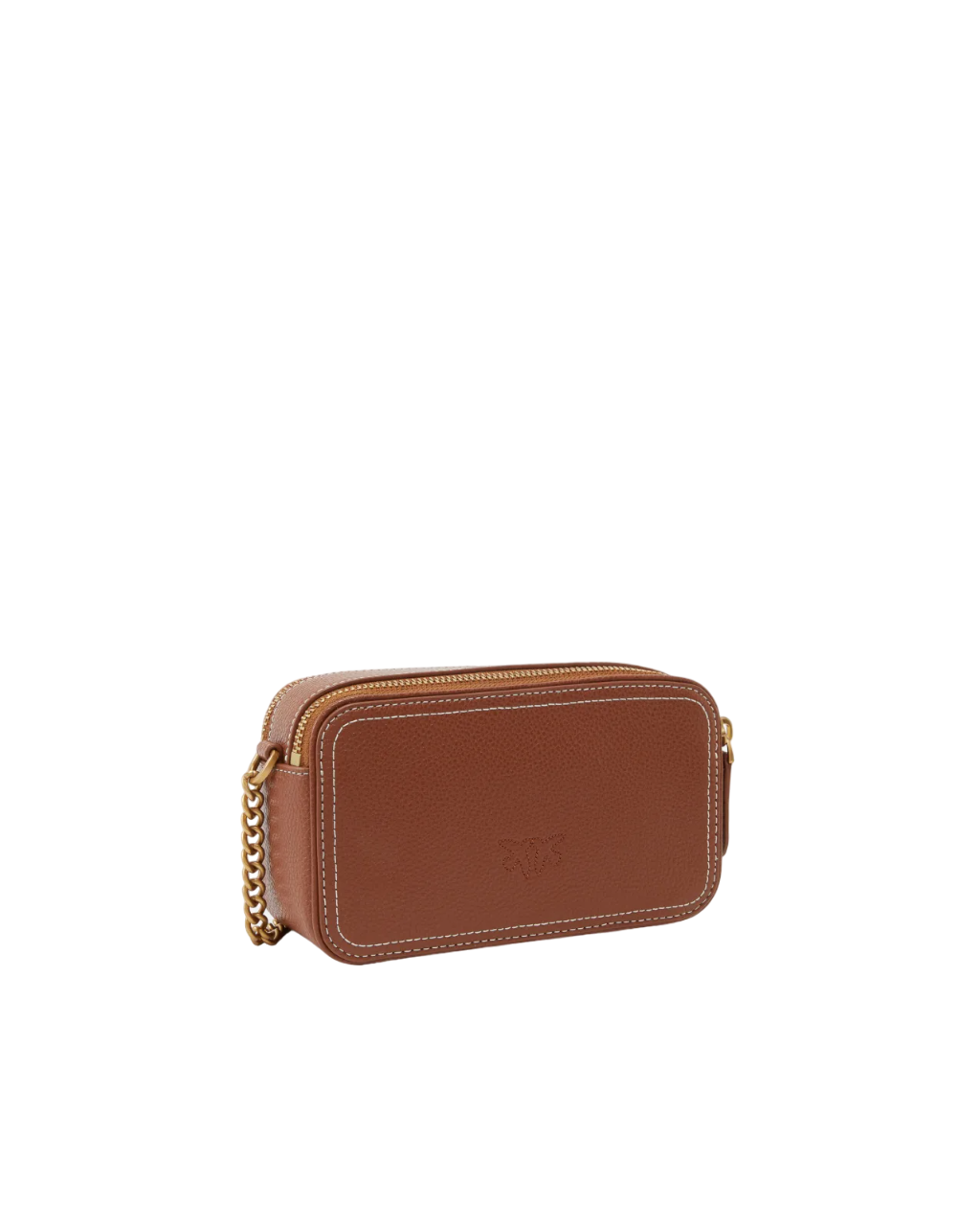 Pinko borsa Carrie in pelle martellata con logo Love Birds color cuoio 103799-A1LF L48Q PINKO 
