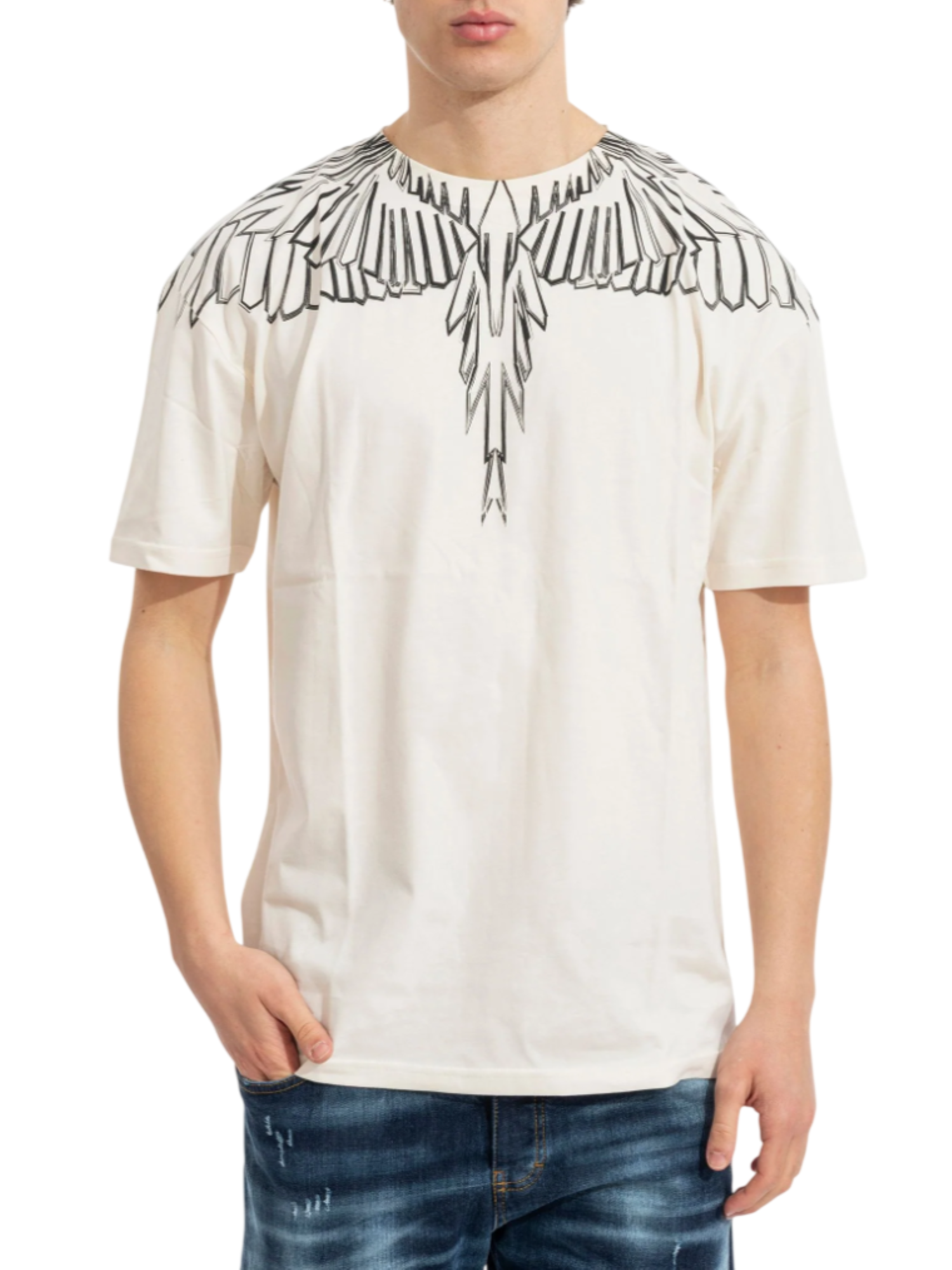 County of Milan T-shirt manica corta uomo con stampa iconica panna CMMATH010 412 COUNTY OF MILAN 