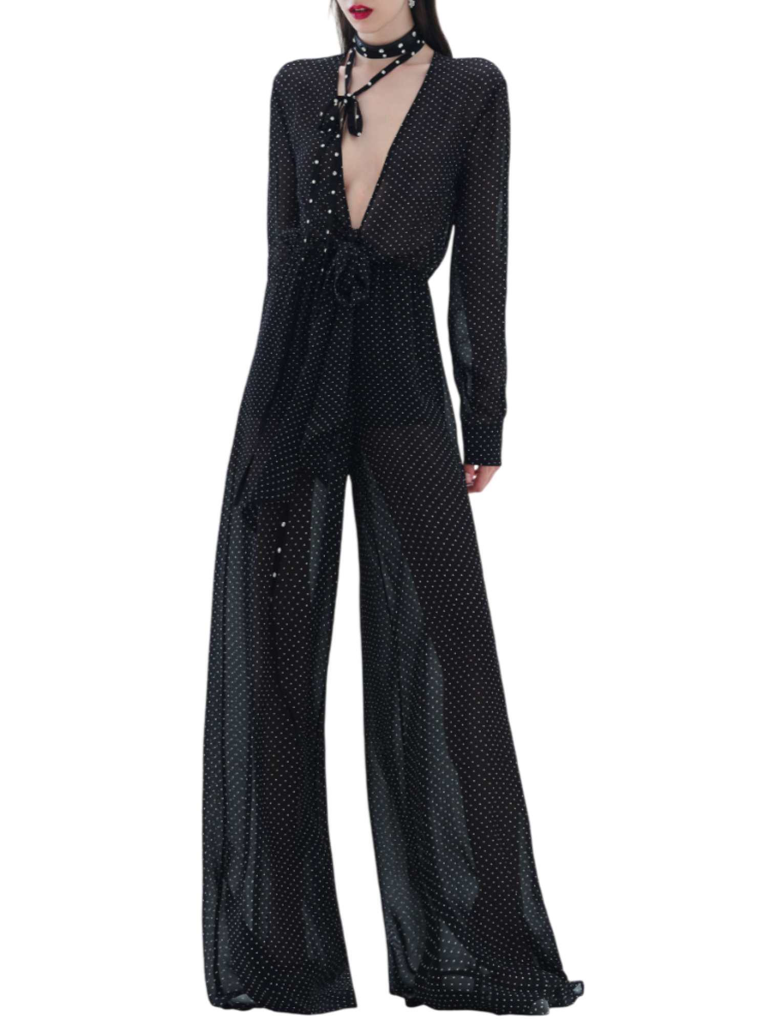 Aniye By tuta lunga jumpsuit Lily a pois nero 185842 01898 ANIYE BY 