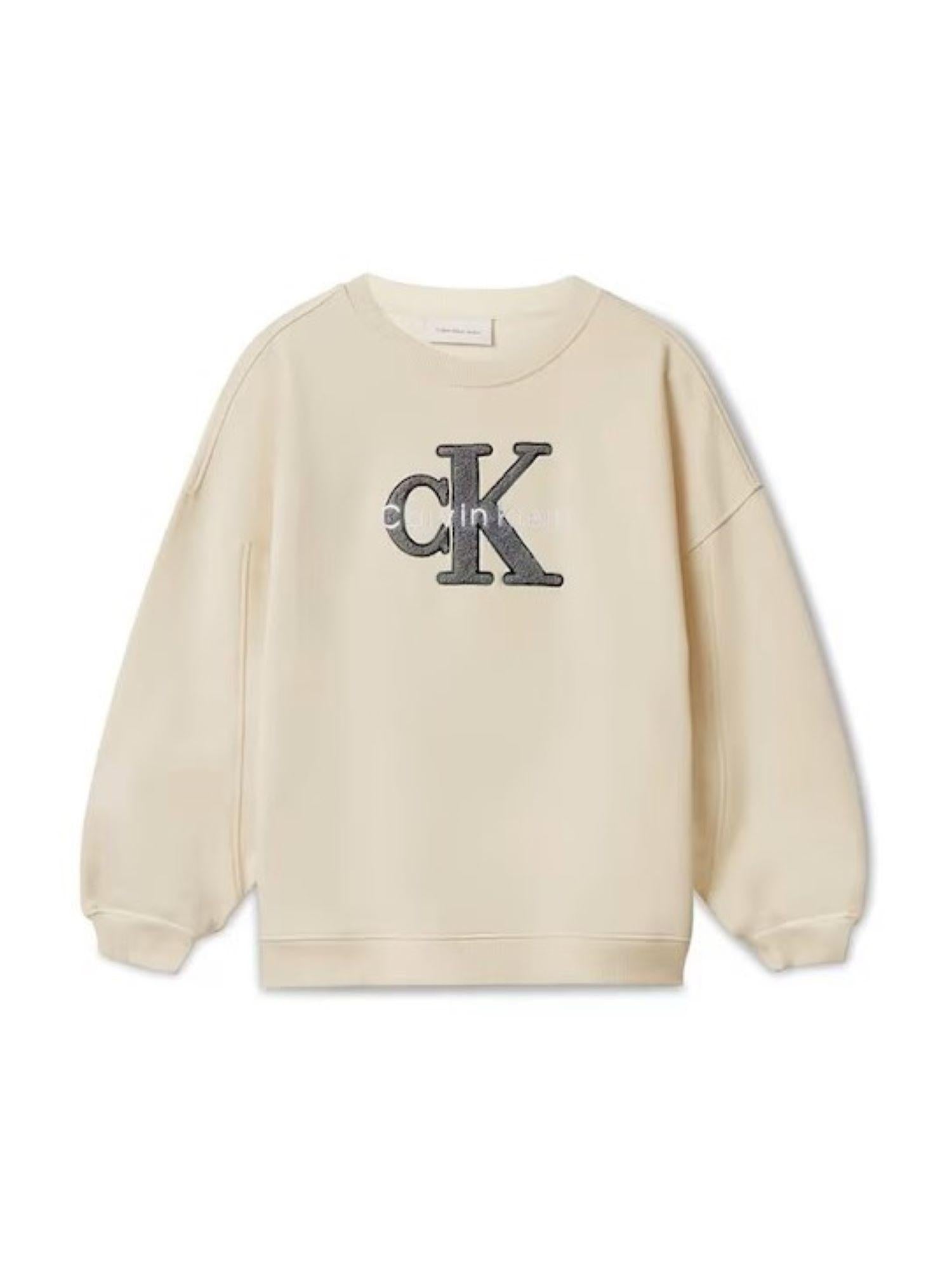 Calvin Klein Jeans felpa bambina con logo fluffy ecrù IG0IG03046 PGB Calvin Klein Jeans 