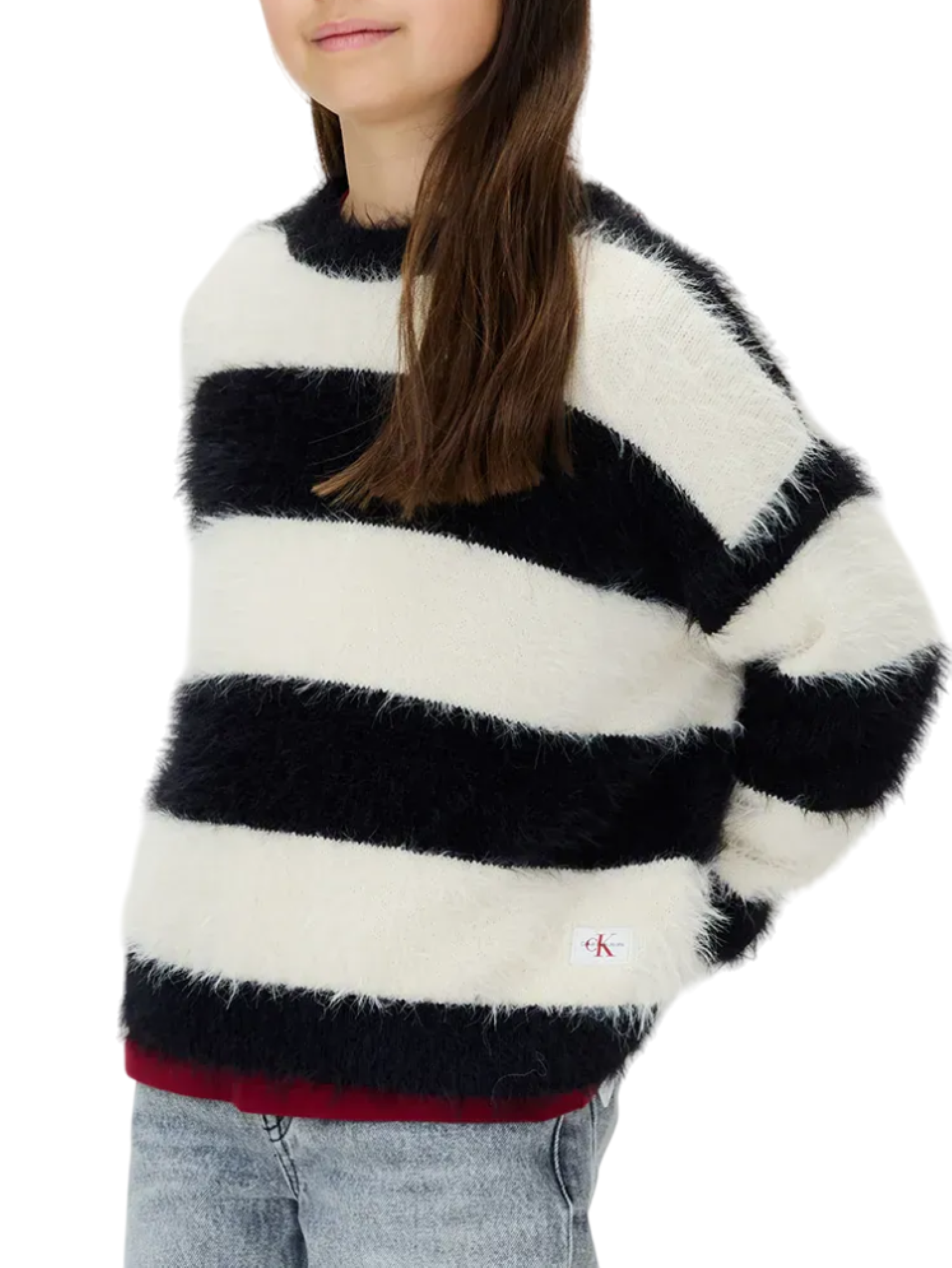 Calvin Klein Jeans maglia fluffy a righe nero panna IG0IG03025 PGB Calvin Klein Jeans 