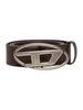 Diesel cintura in pelle h3 con placca logo marrone