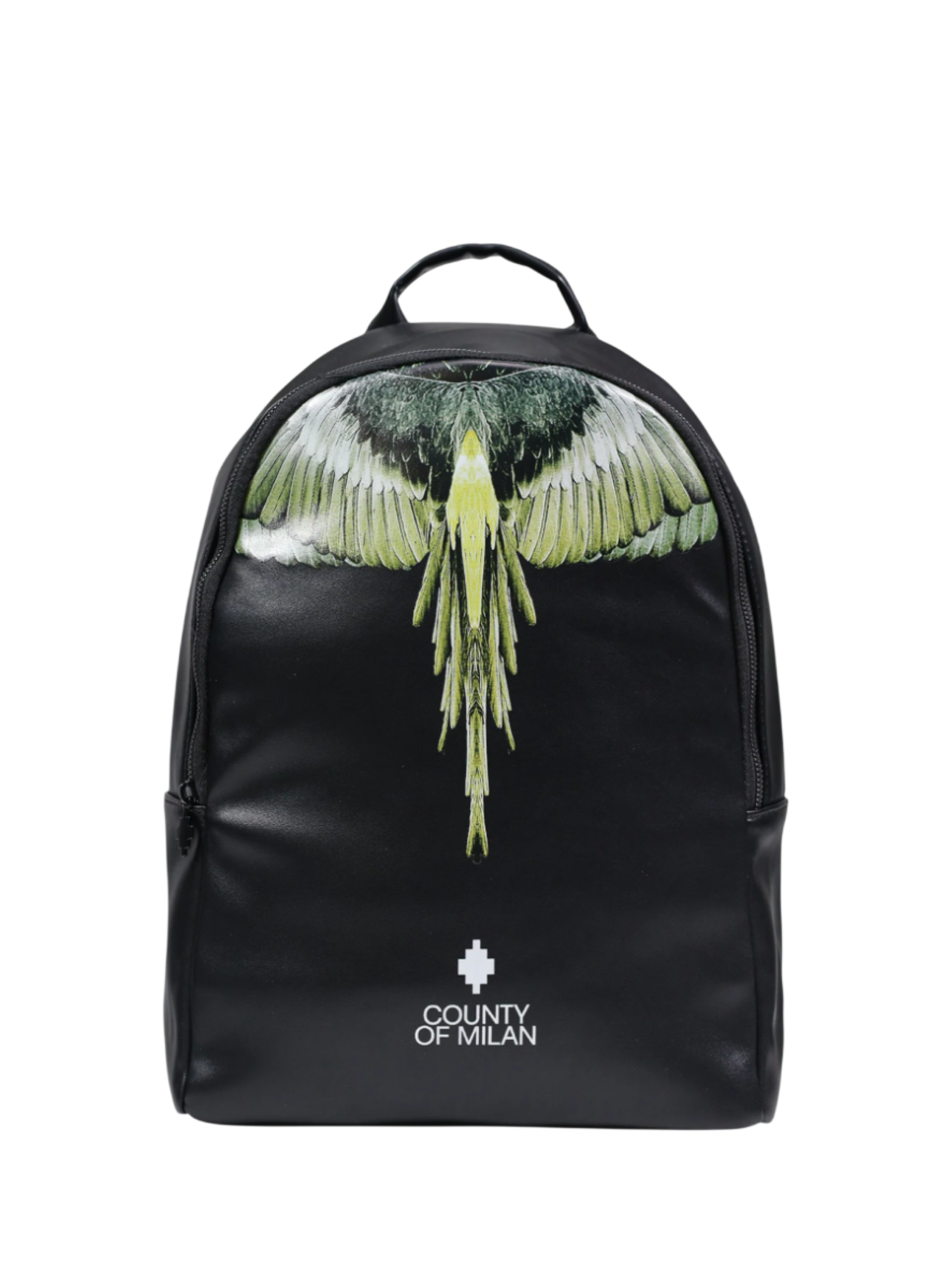 County of Milan zaino in ecopelle uomo con stampa iconica nero COMAS260313 BLACK-YELLOW WINGS COUNTY OF MILAN 