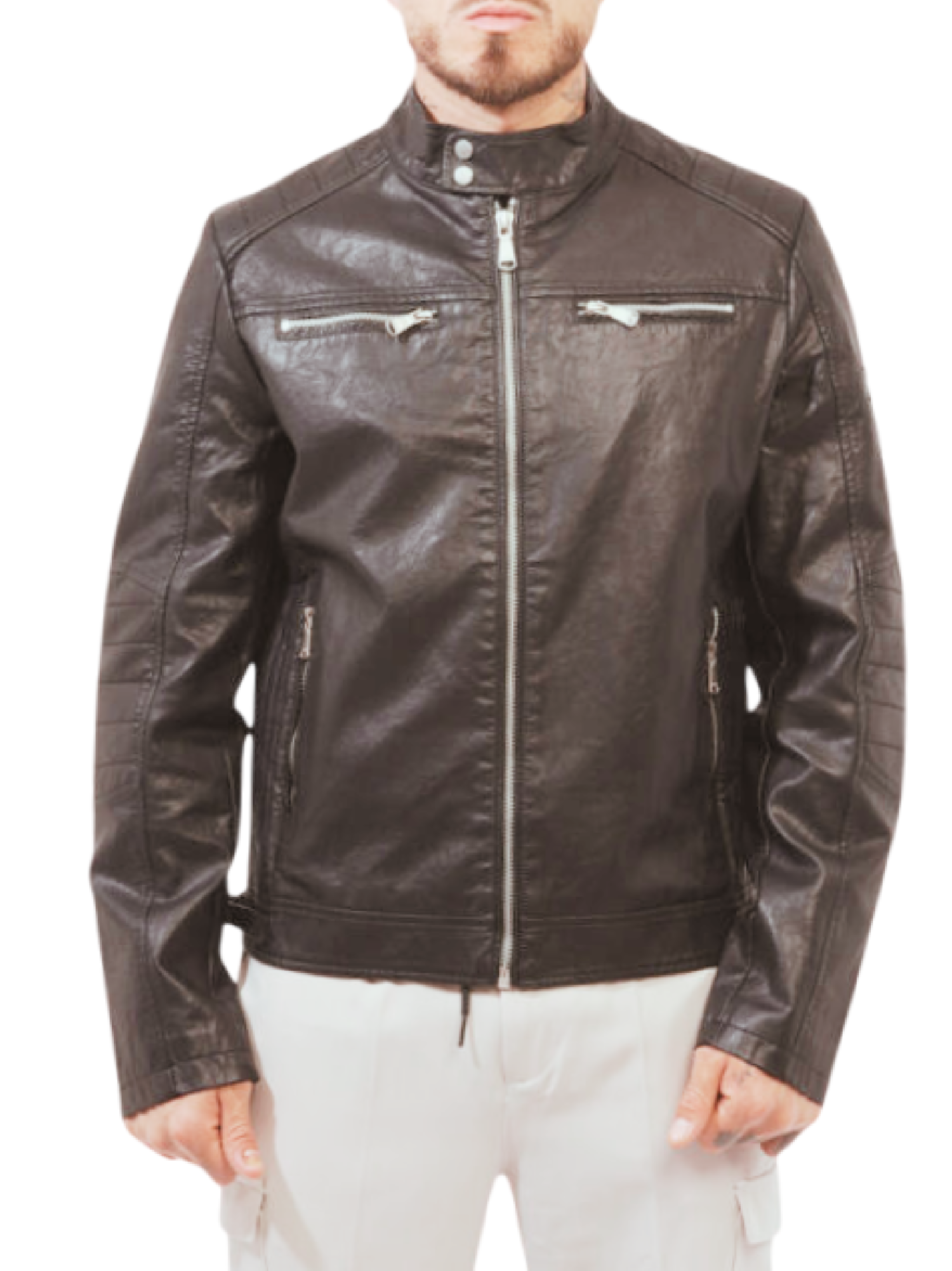 Yes Zee giubbino stile biker in ecopelle moro J531-GK00 0232 YES-ZEE 