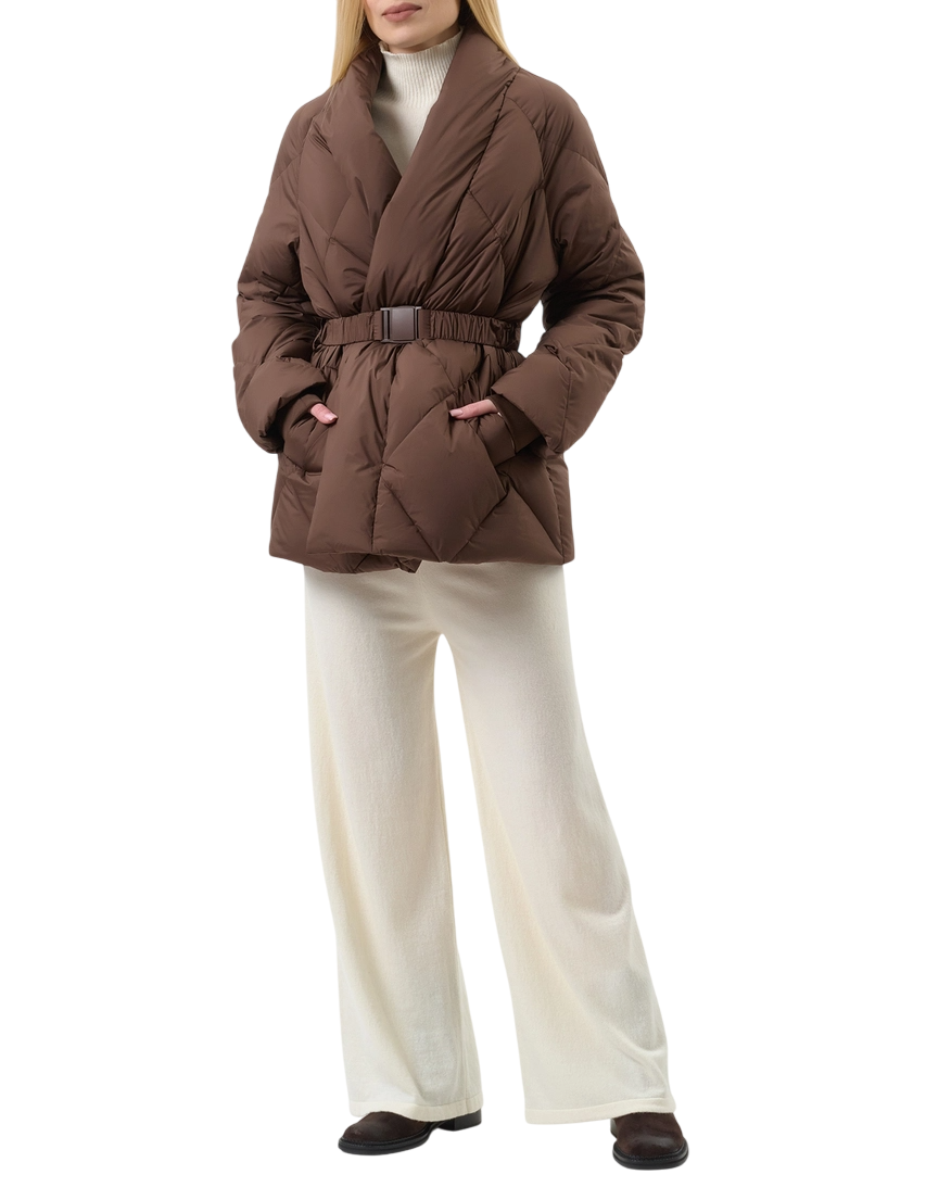 Vicolo piumino trapuntato con cintura marrone TF0087 MARRONE VICOLO 