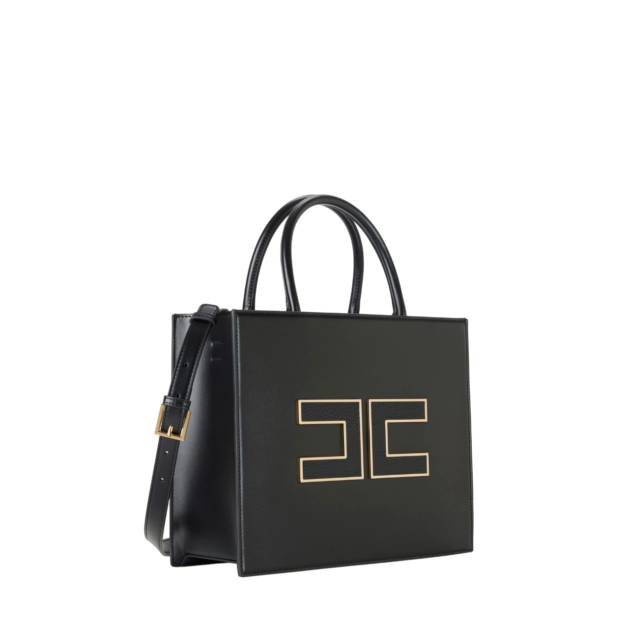 Elisabetta Franchi borsa tote in ecopelle con logo nero BS32A56E2 110 ELISABETTA FRANCHI 