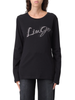 Liu Jo T-shirt manica lunga con logo strass nero