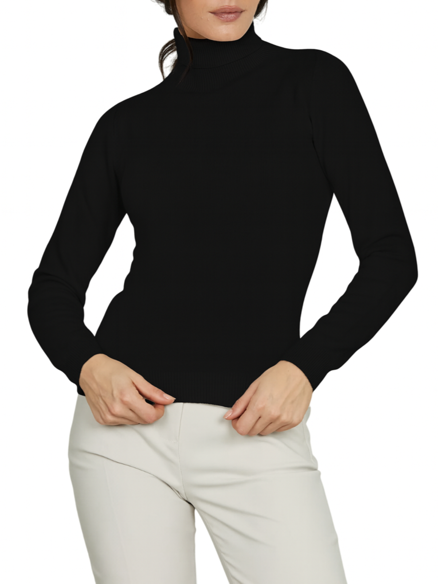 Relish maglia dolcevita Goiana con foulard nero GOIANA 1199 RELISH 