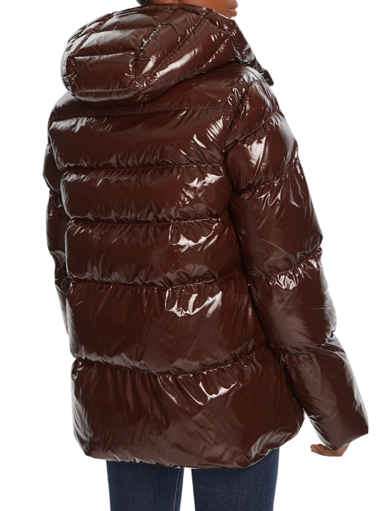 Pinko piumino Eleodoro con cappuccio in nylon lucido marrone 101597-A2P7 M22 PINKO 
