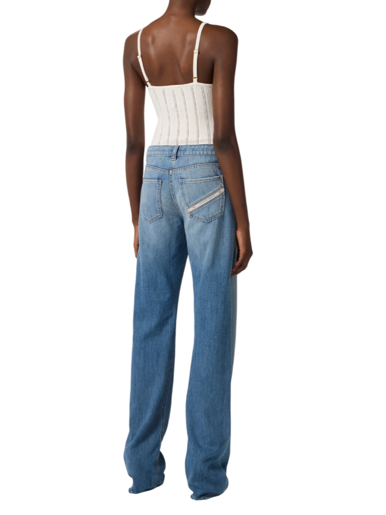 Elisabetta Franchi jeans flare con dettaglio logato lavaggio blu PJ21I61 192 ELISABETTA FRANCHI 