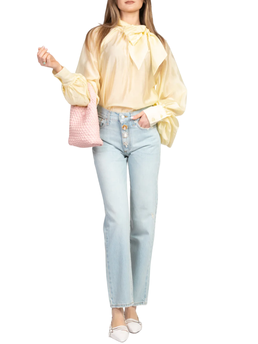 Vicolo jeans gamba dritta Zoe con bottoni gioiello lavaggio blu chiaro DD5095 LAV.CHIARO VICOLO 