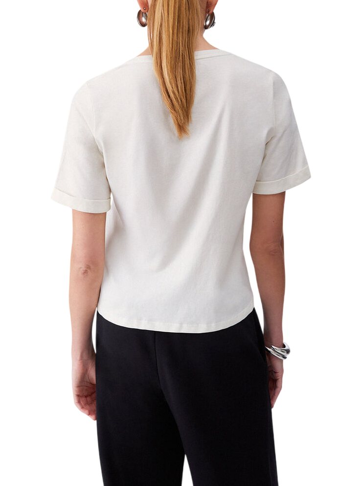 Liu Jo T-shirt scollo a V con strass panna TA6284JS923 10105 LIU JO 