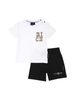 John Richmond completo T-shirt e shorts in cotone bianco nero