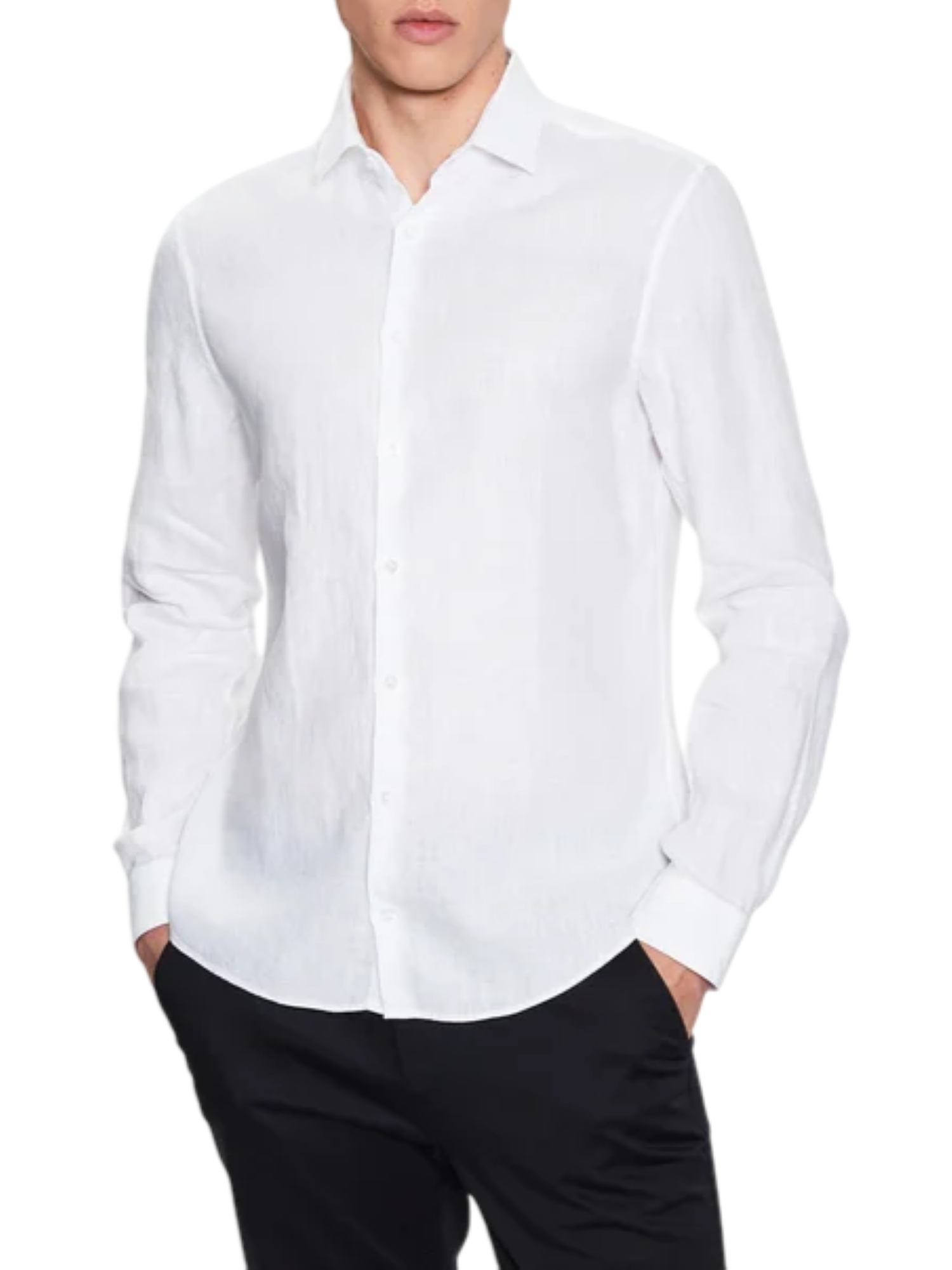 Calvin Klein camicia manica lunga in lino slim fit bianco K10K109286 0K4 Calvin Klein 