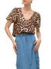 Vero Moda blusa scollo a V in fantasia maculata marrone
