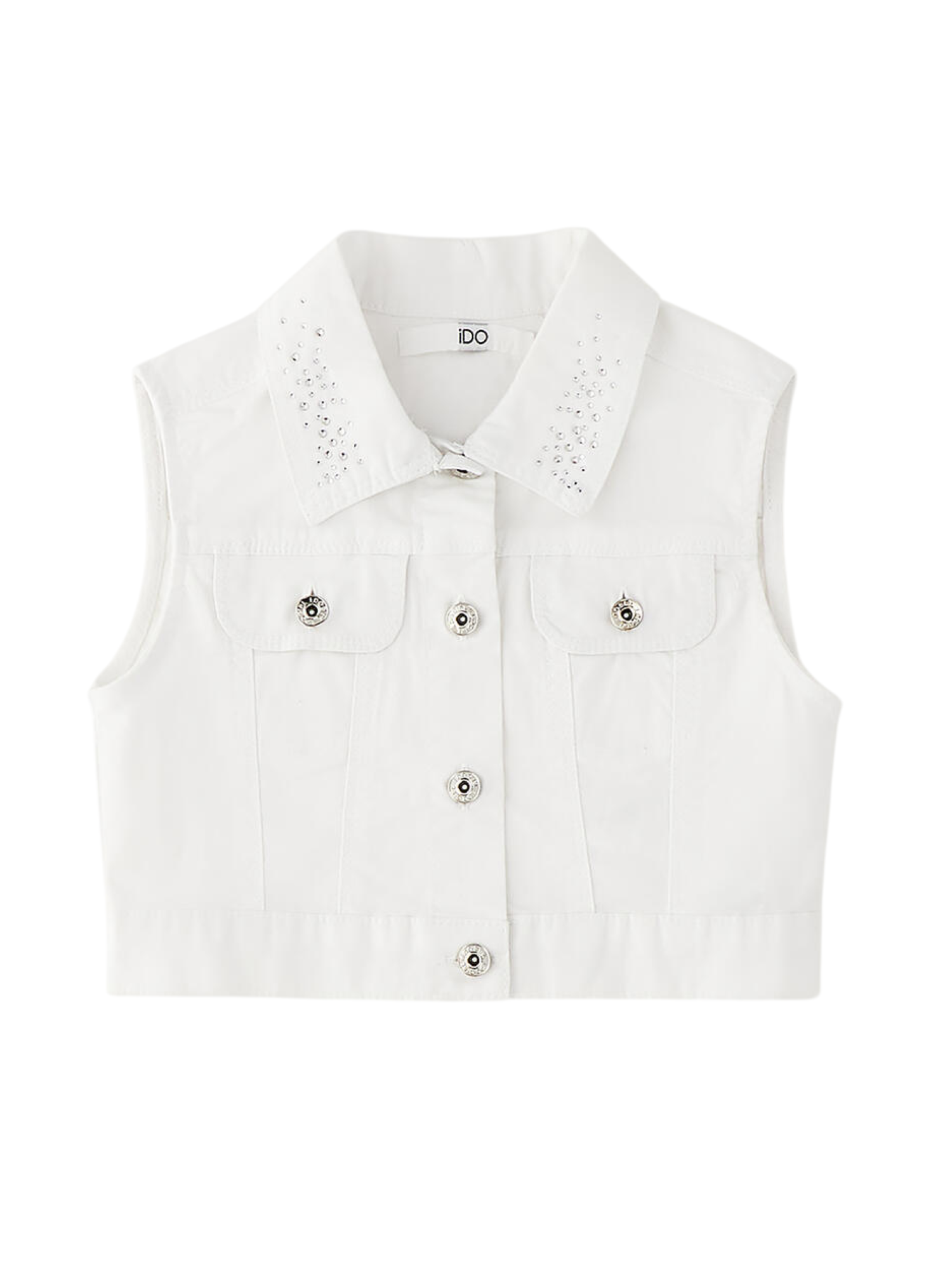 iDo gilet bambina in denim con strass bianco 4G401 0113 iDO 