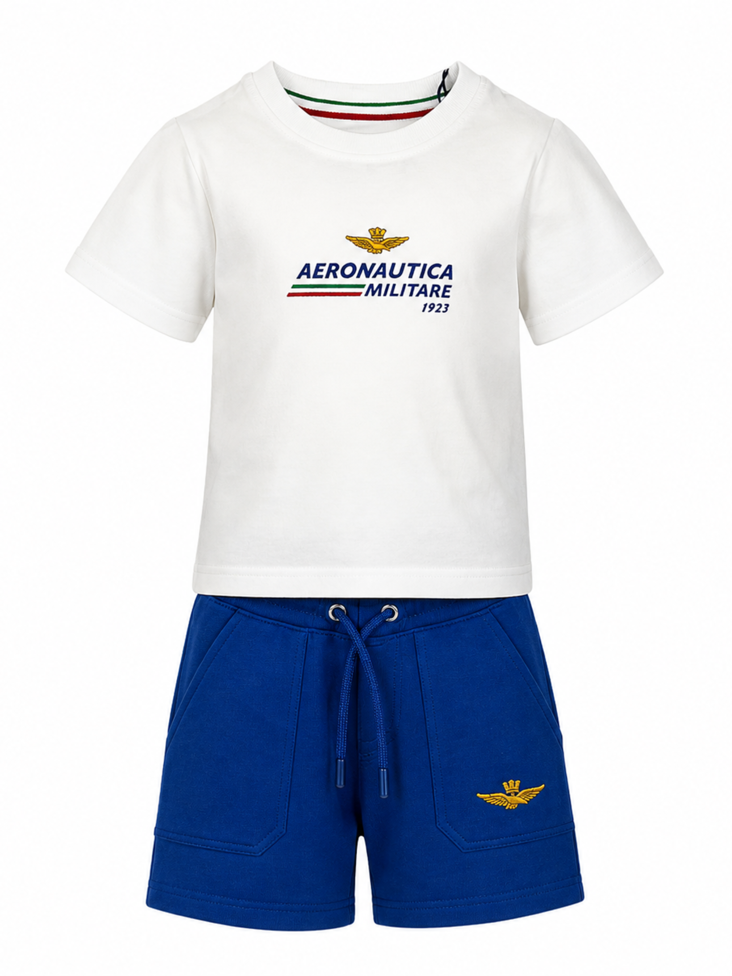 Aeronautica Militare completo estivo bambino T-shirt e shorts bianco azzurro 261TF0013A FRENCH BLUE AERONAUTICA MILITARE 