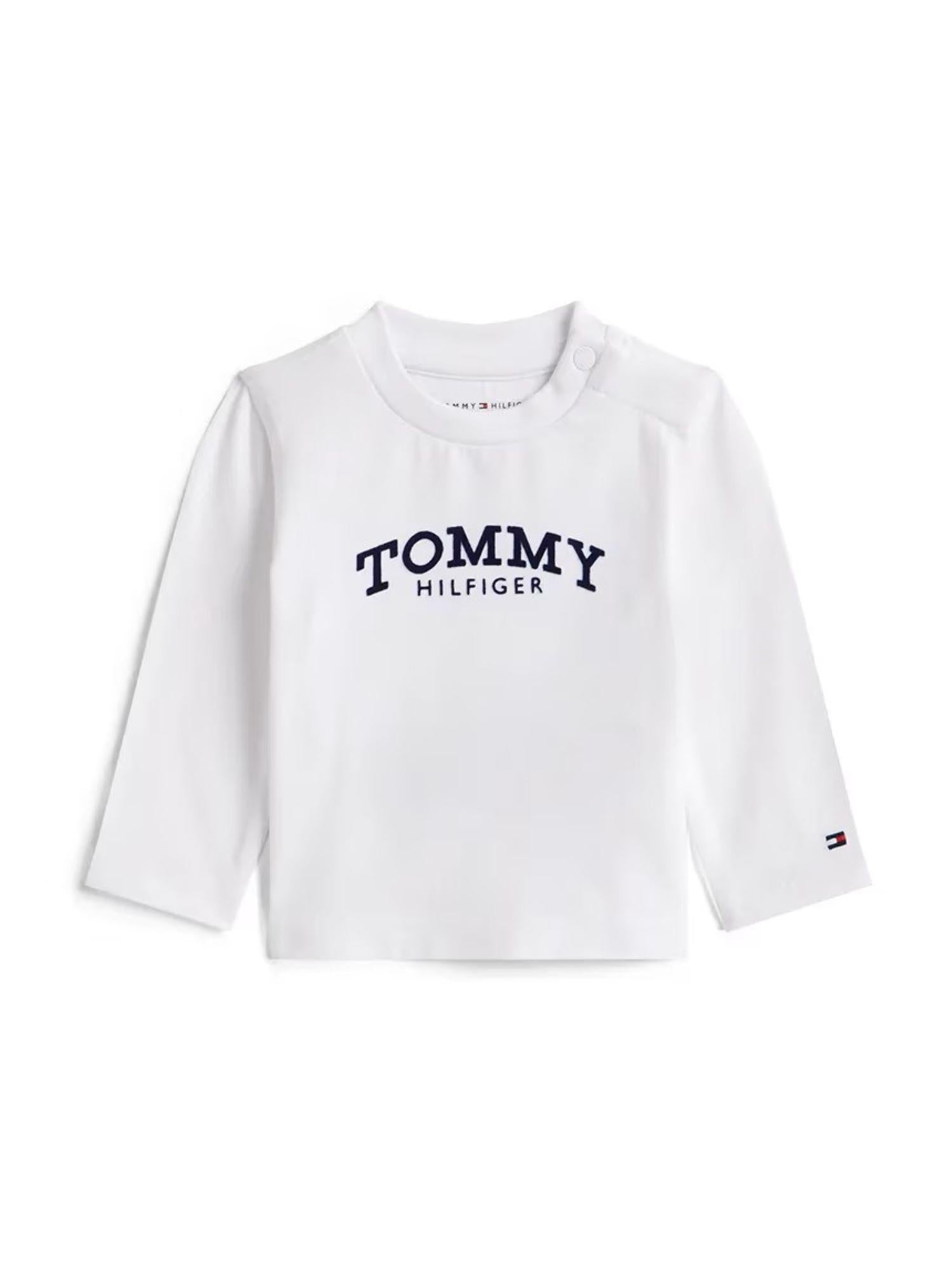 Tommy Hilfiger T-shirt manica lunga con logo bianco KN0KN02147 YBR Tommy Hilfiger 