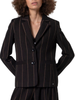 Surkana giacca blazer monopetto in fantasia gessata marrone