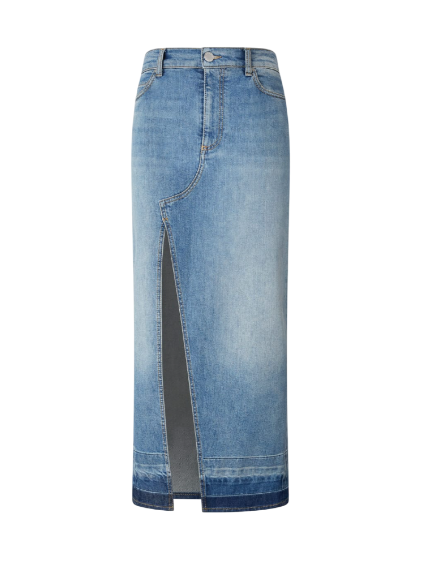 Pinko gonna lunga Il Cairo in denim lavaggio blu medio