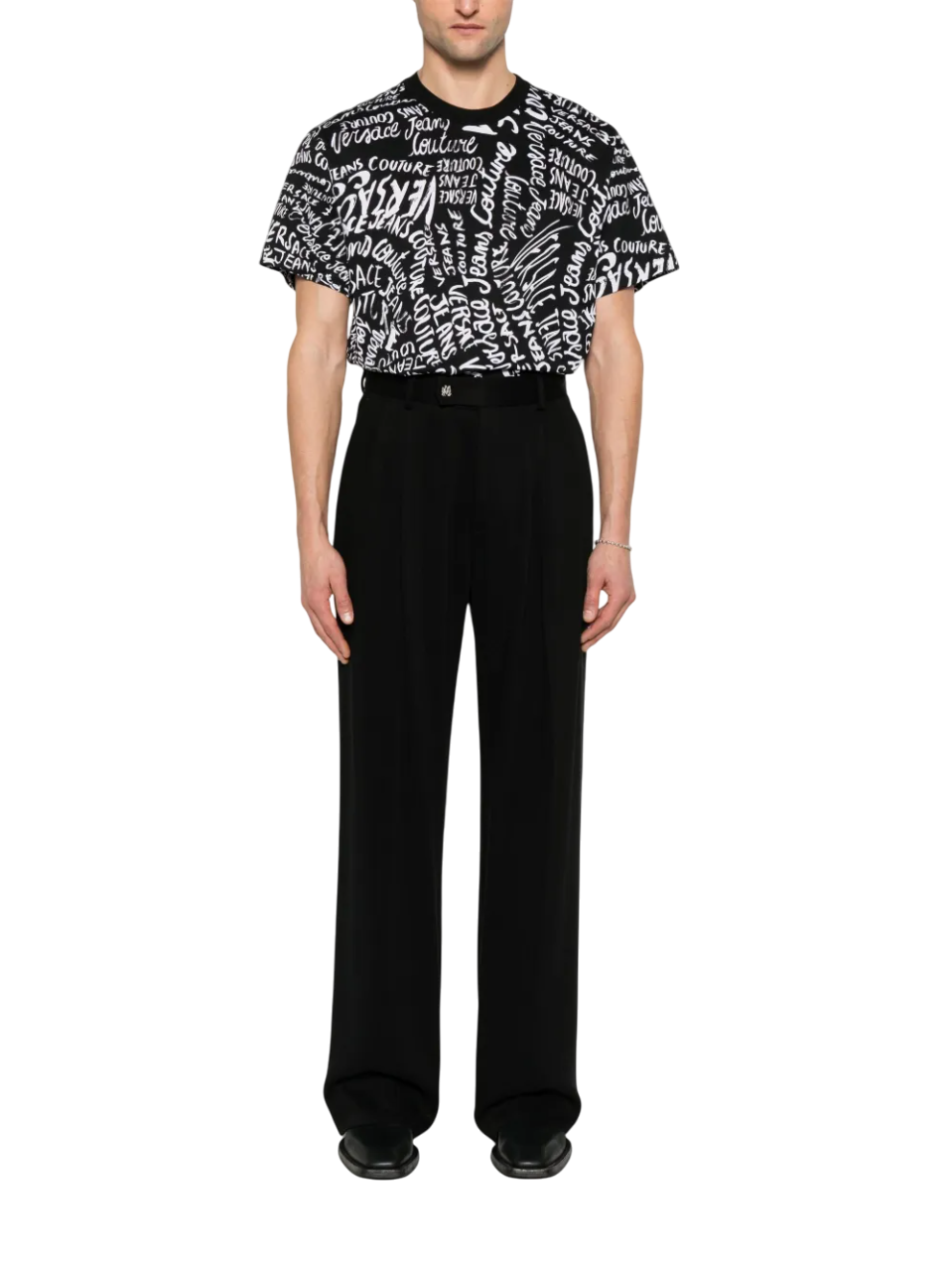 Versace Jeans Couture T-shirt maniche corte con logo all over nero 78GAH6R0-JS440 L01 VERSACE Jeans Couture 
