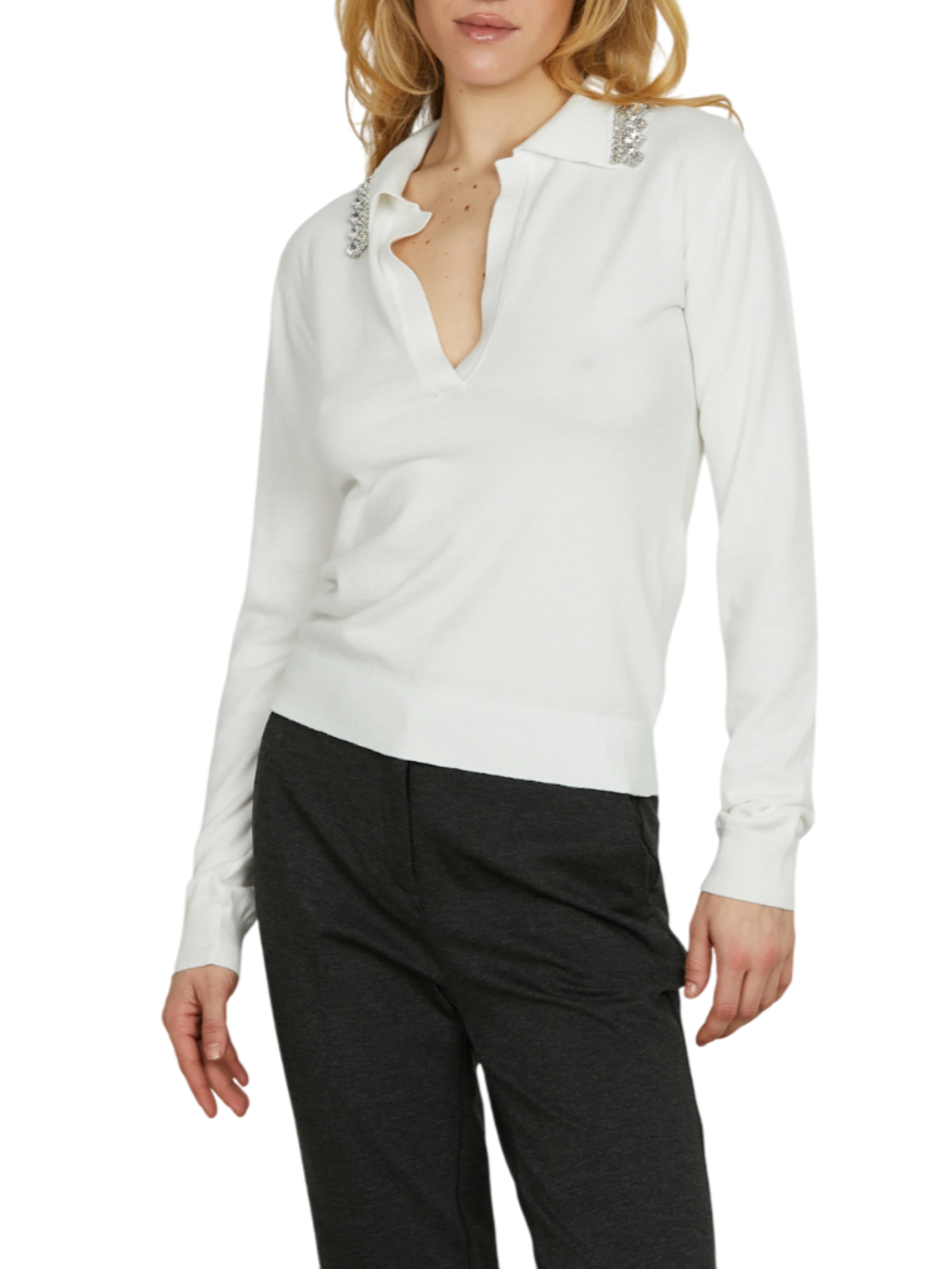 Relish maglia Nihoa con colletto gioiello panna NIHOA 1101 RELISH 