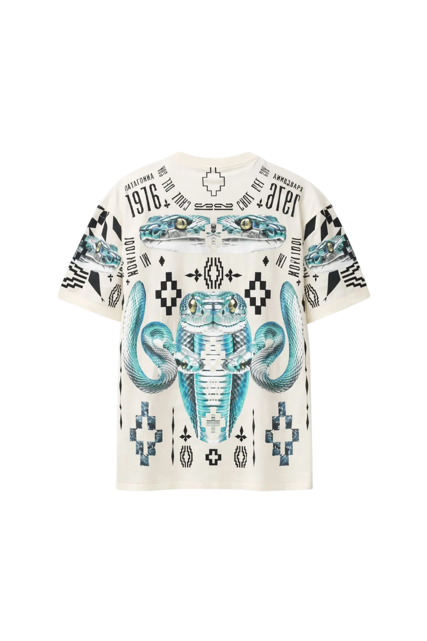 County of Milan T-shirt uomo manica corta stampe snake panna CMMATH037 412 COUNTY OF MILAN 