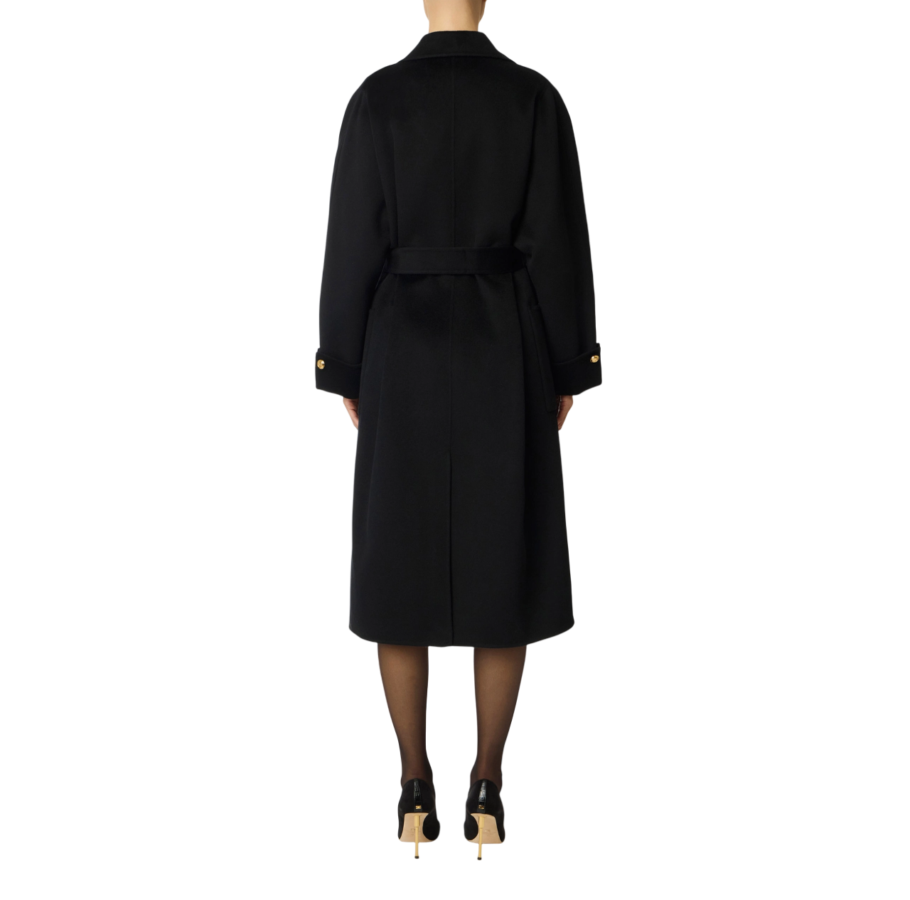 Elisabetta Franchi cappotto lungo con cintura in lana nero CP68D56E2 110 ELISABETTA FRANCHI 
