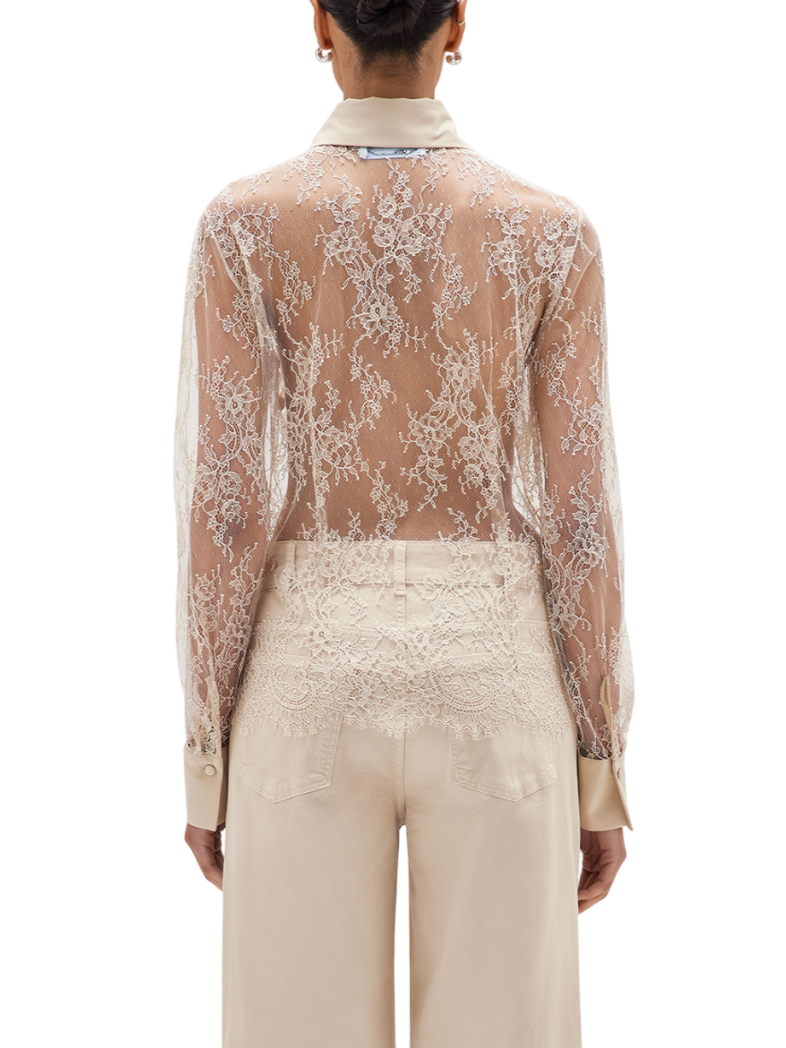 Blugirl camicia in pizzo con ricami floreali beige RA5113J4881 30907 BLUGIRL 