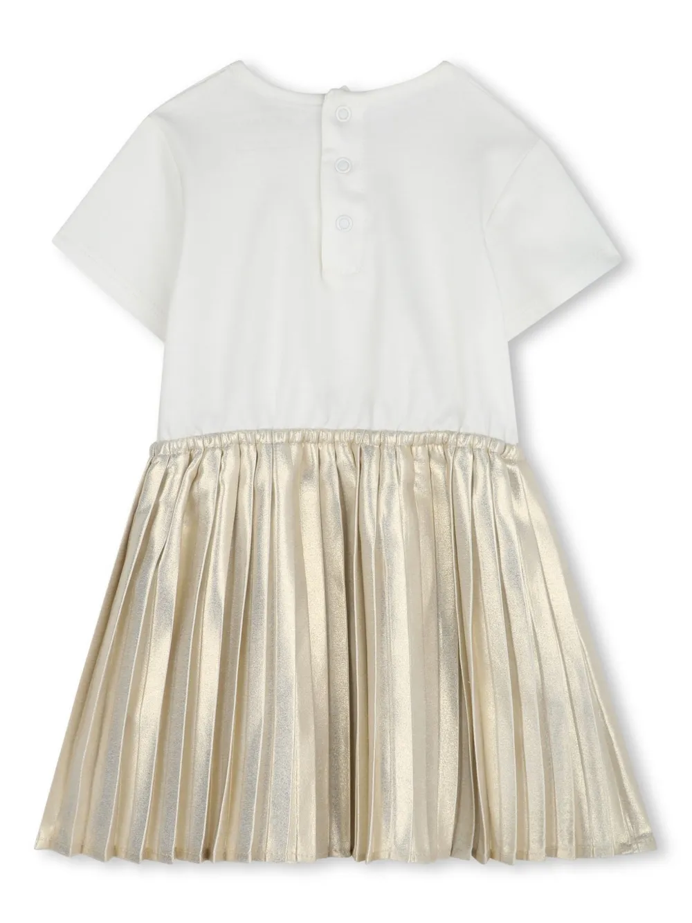 Michael Kors abito maniche corte con gonna plissè panna oro R30308 ECRU DORATO MICHAEL KORS 
