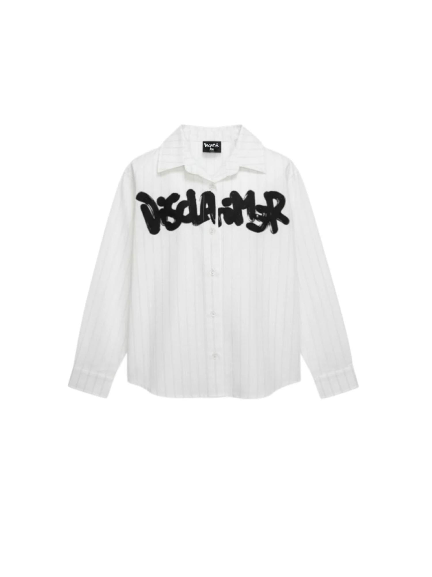 Disclaimer camicia bambina a righe lurex con logo bianco 58948 BIANCO DISCLAIMER 