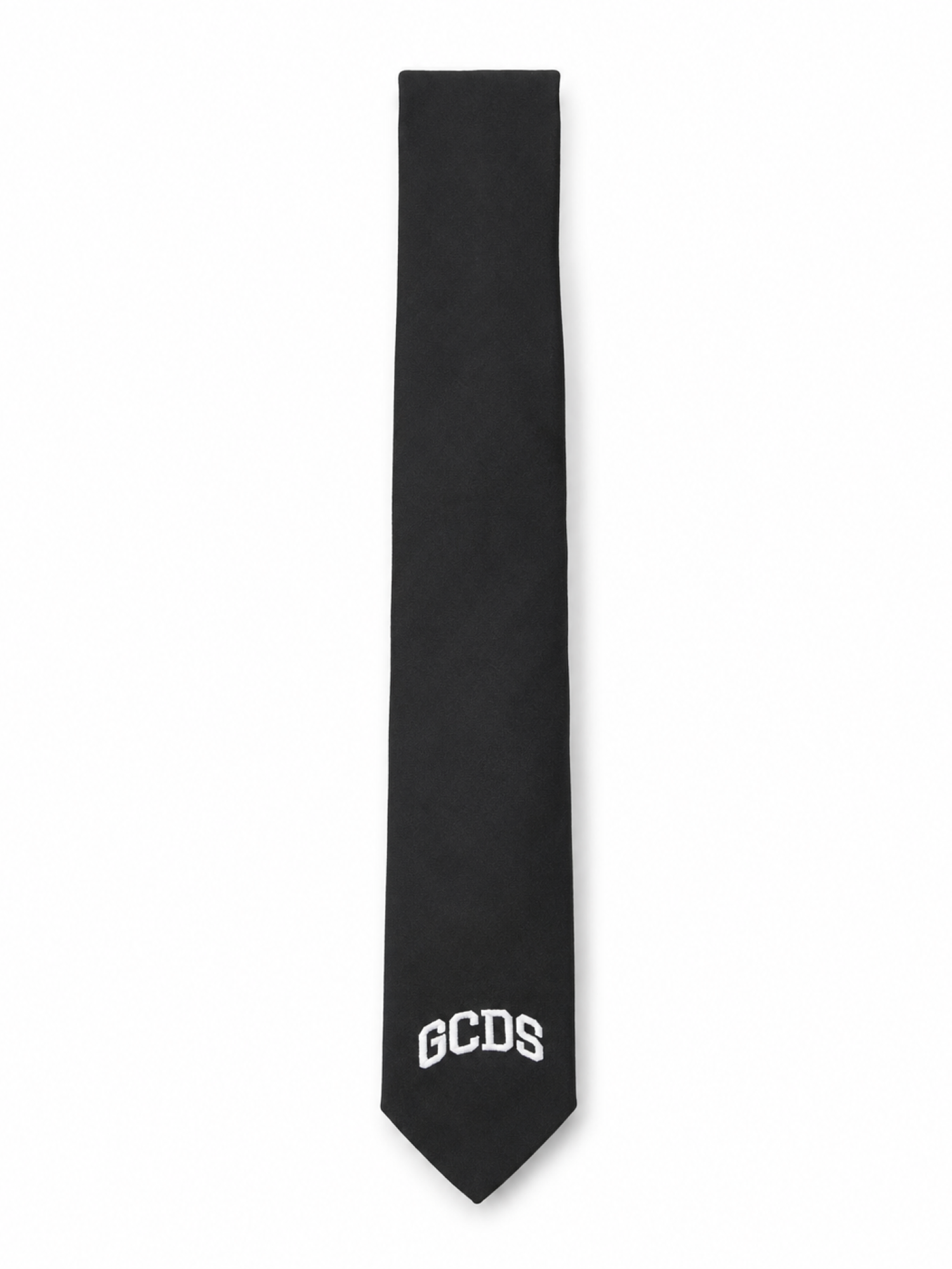 Gcds cravatta bambino satin con logo nero C1BJQV520T332 BLACK-WHITE GCDS 