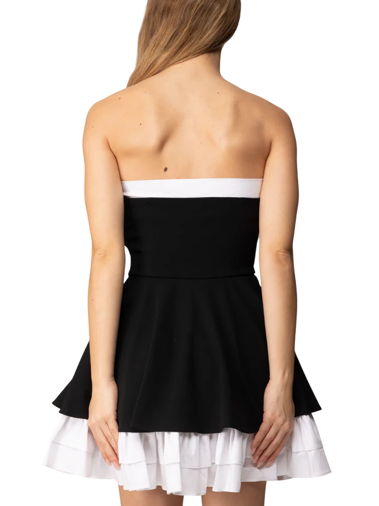 Aniye By abito corto Sandy bicolor con balze nero 185102 00336 ANIYE BY 
