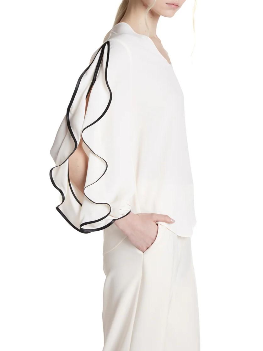Simona Corsellini blusa misto seta con rouches avorio P26CPBL01001 0359 SIMONA CORSELLINI 