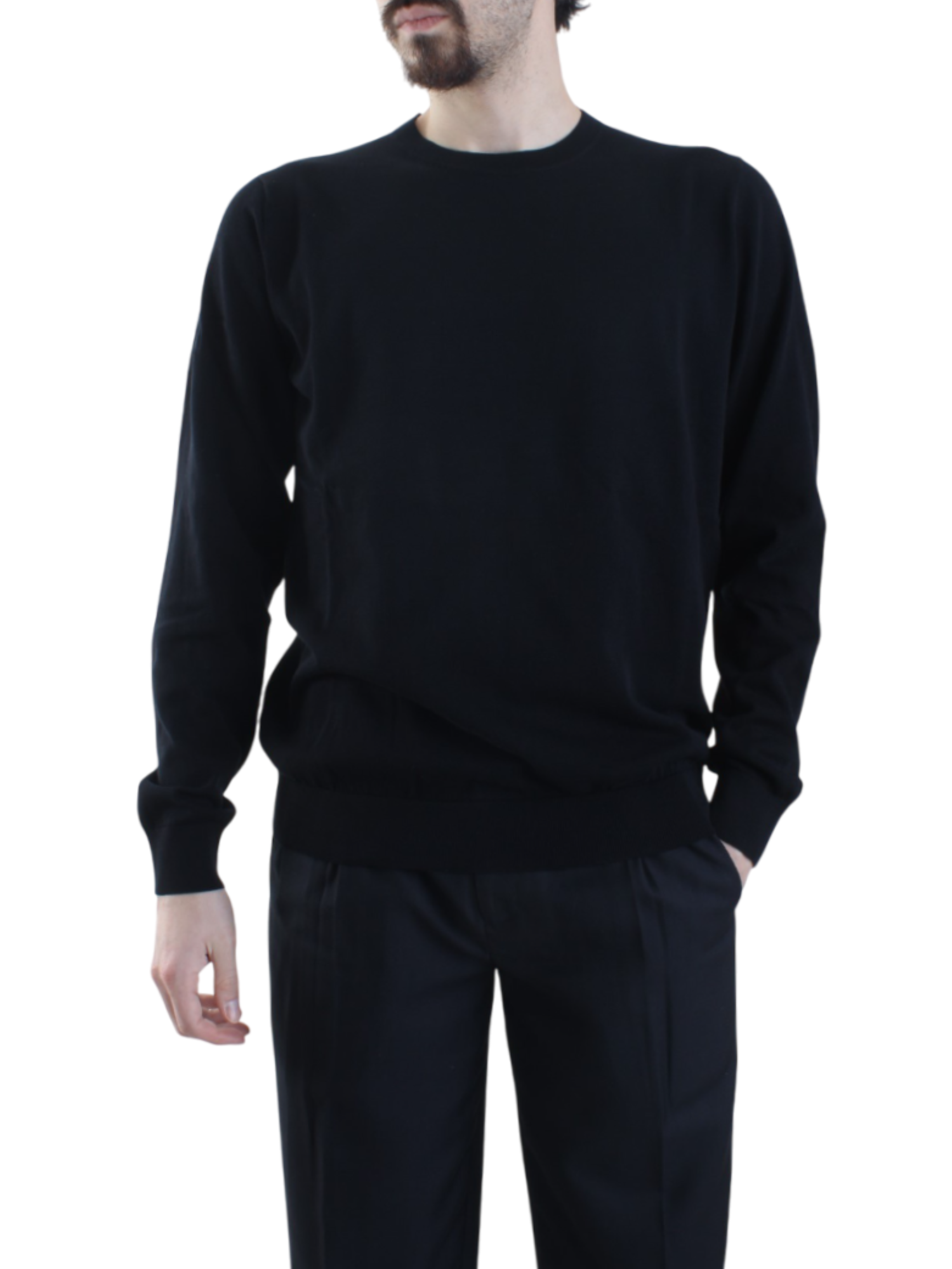 Opificio 4.0 maglia girocollo basic in cotone nero 651011 NERO Opificio 4.0 