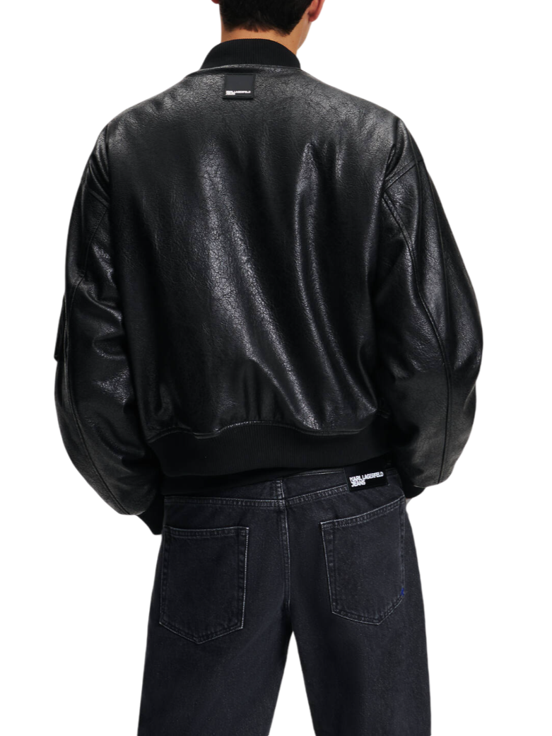 Karl Lagerfeld Jeans giubbino bomber in ecopelle martellata nero 246D1501 J101 KARL LAGERFELD 