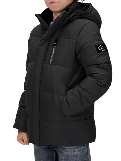 Calvin Klein Jeans piumino bambino con cappuccio nero IB0IB01276 BEH Calvin Klein Jeans 
