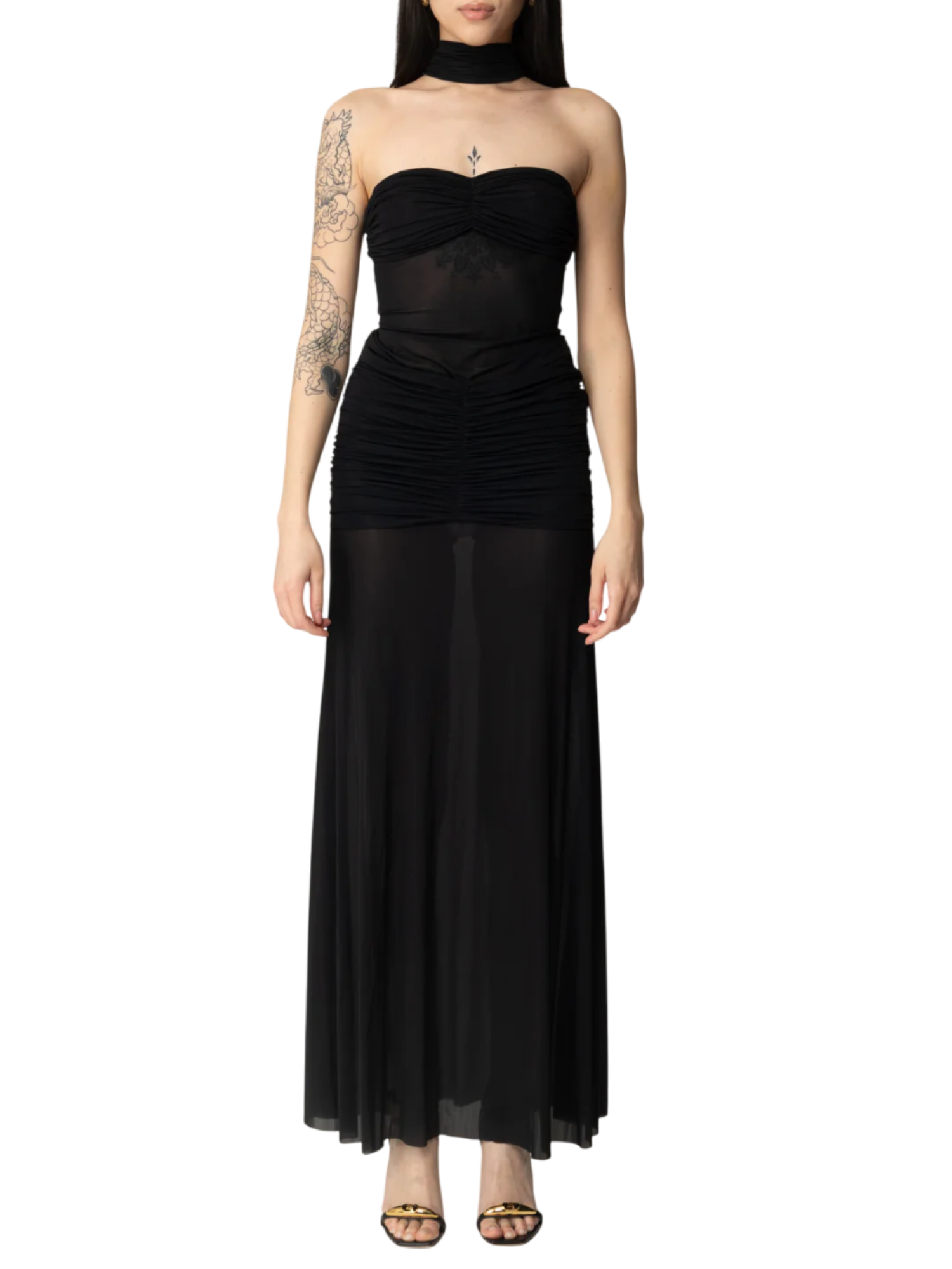 Aniye By abito lungo Xena con trasparenze nero 185789 00336 ANIYE BY 