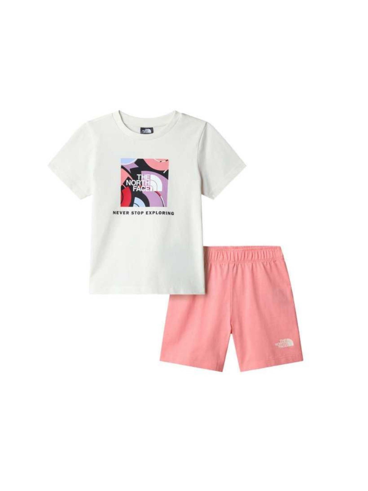 The North Face completo bambina T-shirt e shorts panna rosa NF0A8G1H N9W1 THE NORTH FACE 