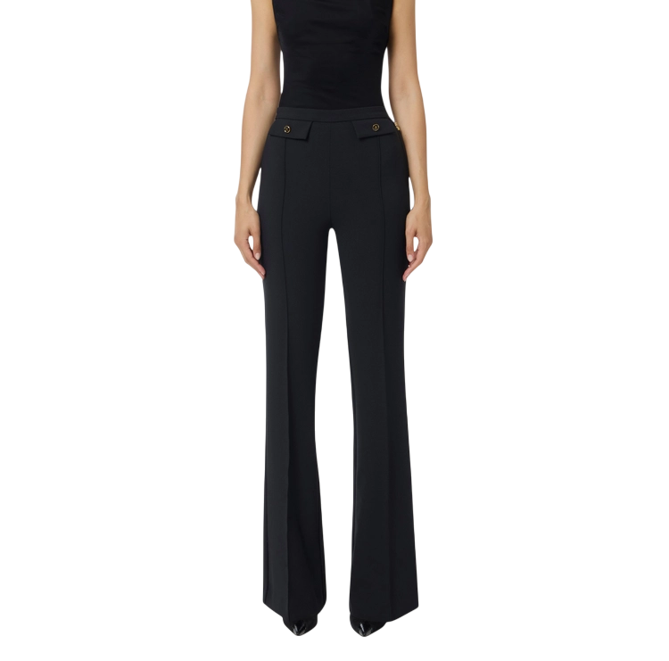 Elisabetta Franchi pantaloni a zampa in crepe nero PA12156E2 110 ELISABETTA FRANCHI 