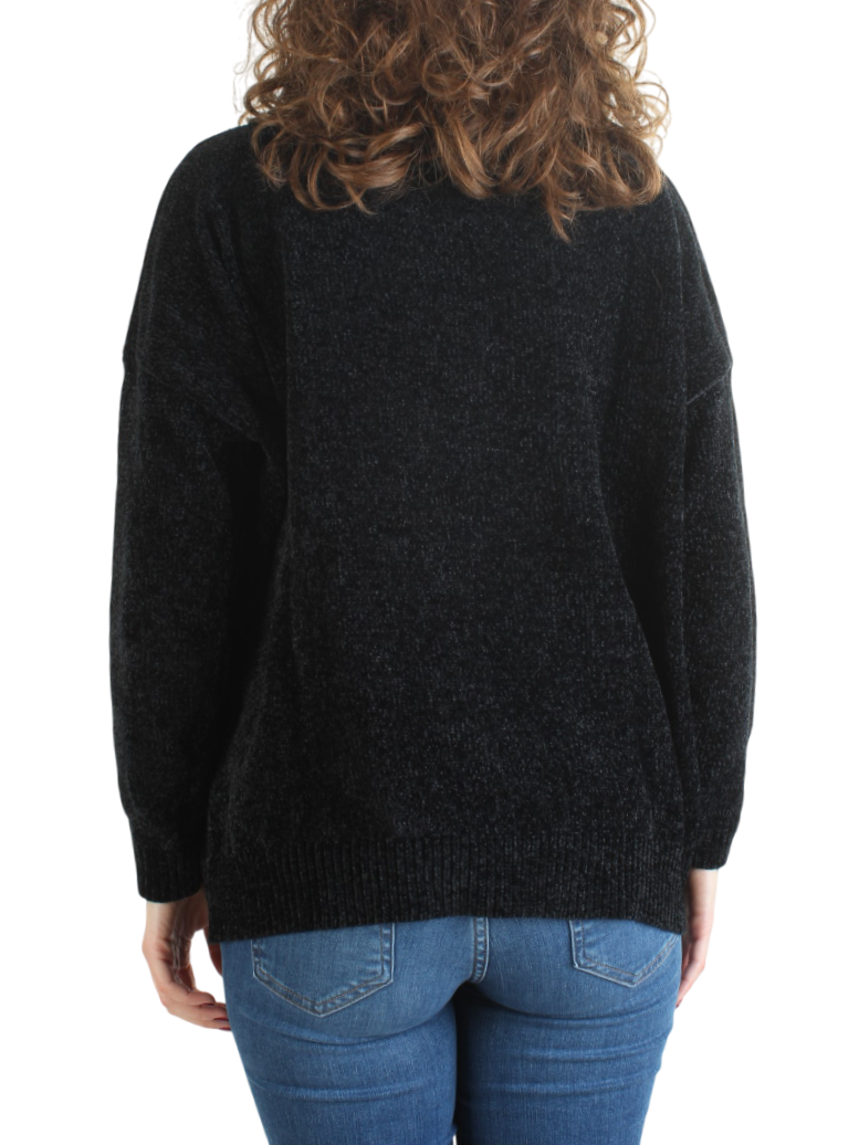White Wise maglia dolcevita in ciniglia nero WW19039 NERO WHITE WISE 