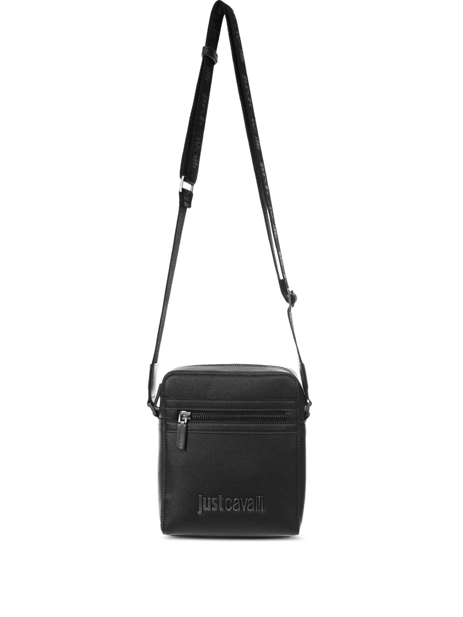 Just Cavalli borsa a tracolla in ecopelle saffiano con logo nero 78QA4B32-ZSB85 899 JUST CAVALLI 