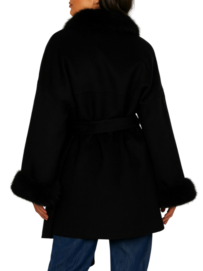 Relish cappotto doppiopetto Vexat con ecopelliccia nero VEXAT 1199 RELISH 