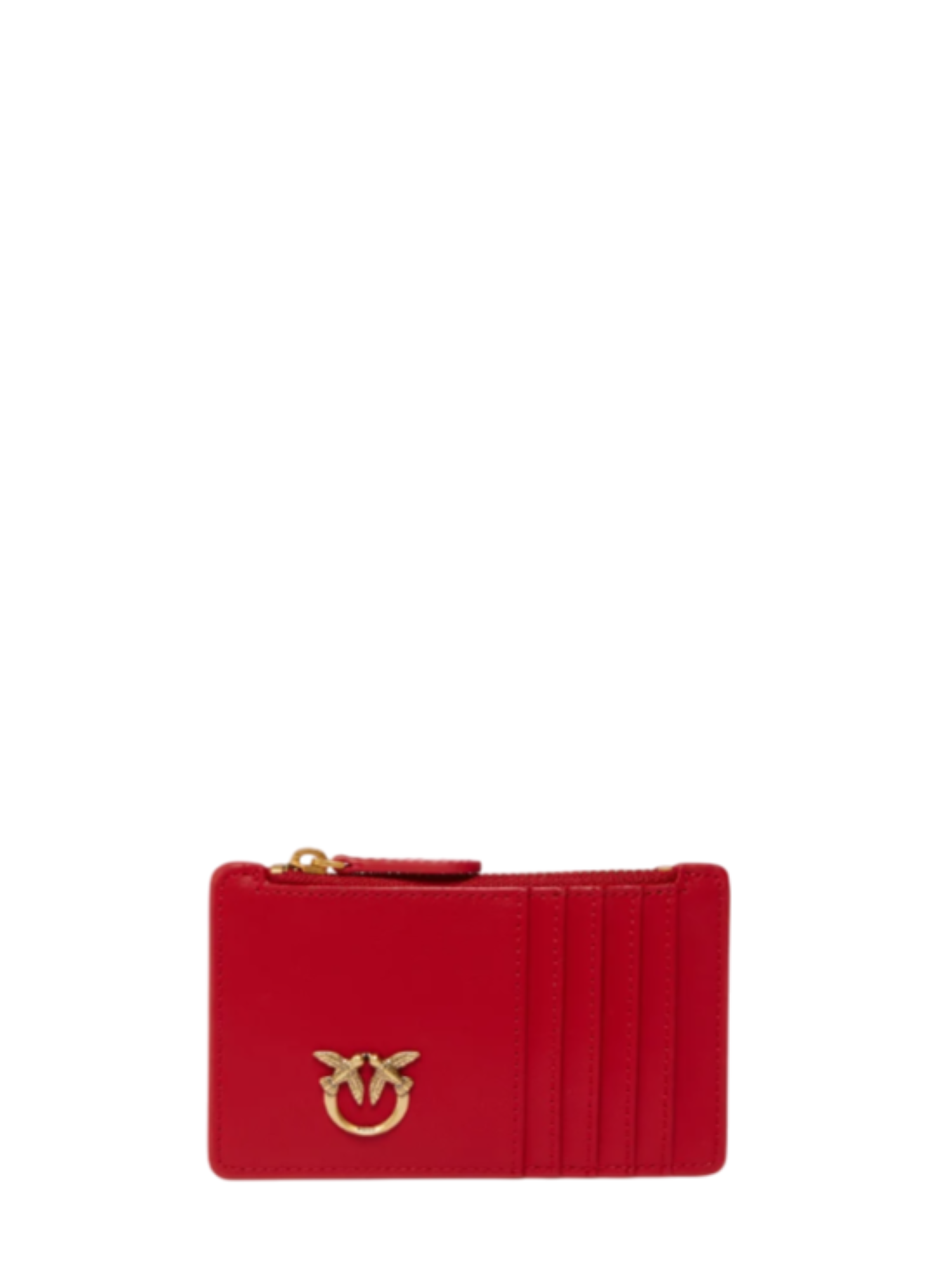 Pinko portacarte Airone in pelle con logo rosso