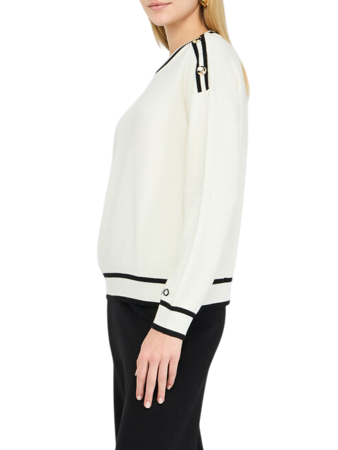 Liu Jo maglia donna con bottoni panna nero TF5230MS59L 03N76 LIU JO 